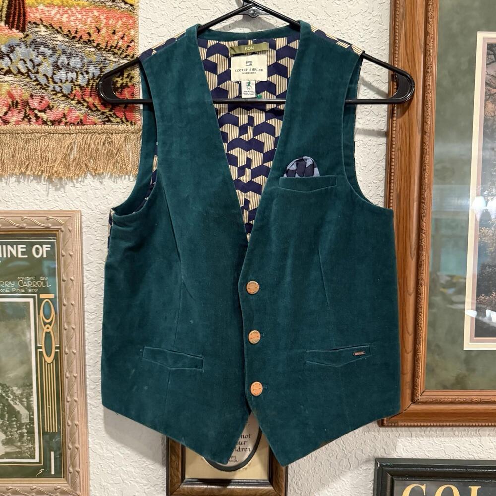 Scotch & Soda Lapel Made with Love Gray Wool Bland Quilt Line Vest Men's M (H19)